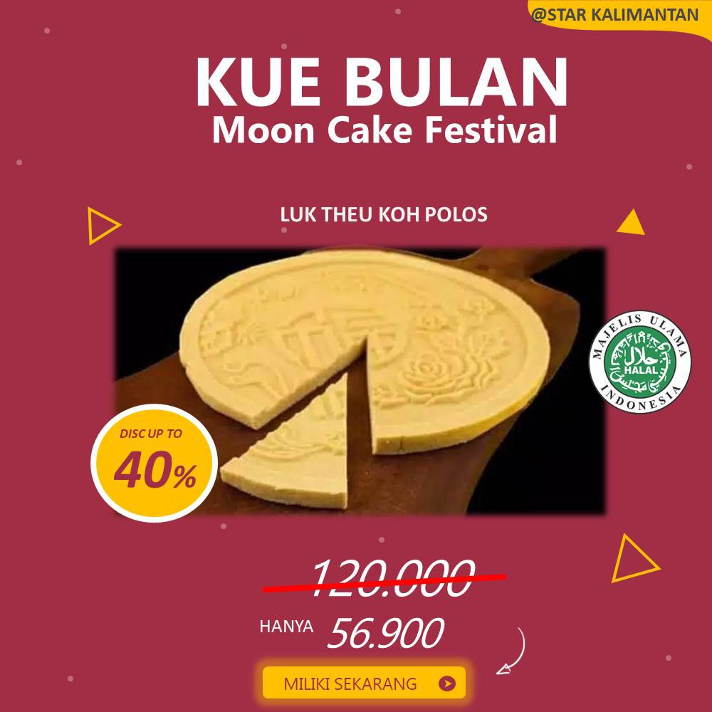 

[TERMURAH] KUE BULAN LUK THEU KOH SAU CHONG SINGKAWANG 1pack 2pcs ,JUN CHOI MOONCAKE SARI KACANG IJO