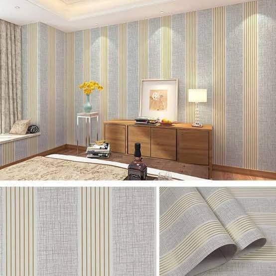 WALLPAPER DINDING STICKER GARIS GOLD 45 CM X 10 METER