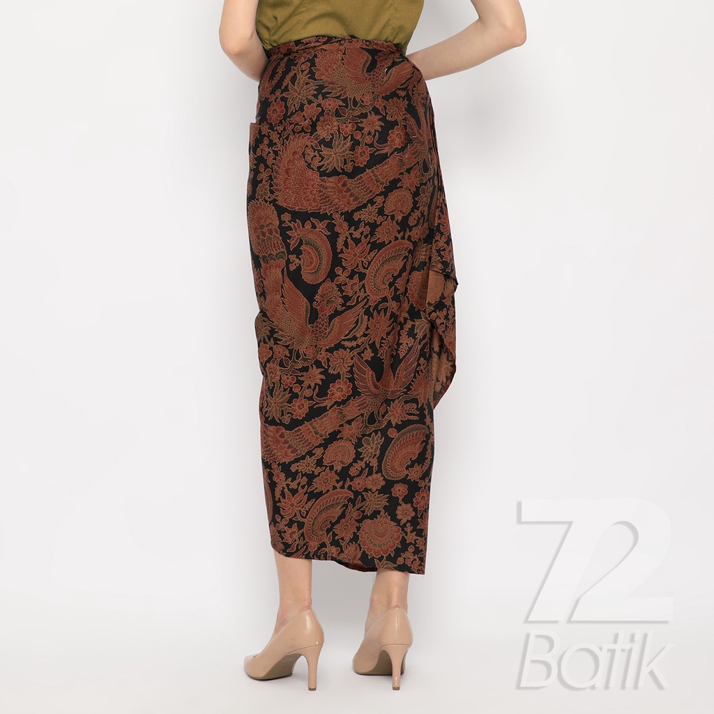 ROK BATIK SPAN Skirt Lilit Kebaya Instan Modern Wanita Motif Cendrawasih Warna Hitam 721743 Cap 72