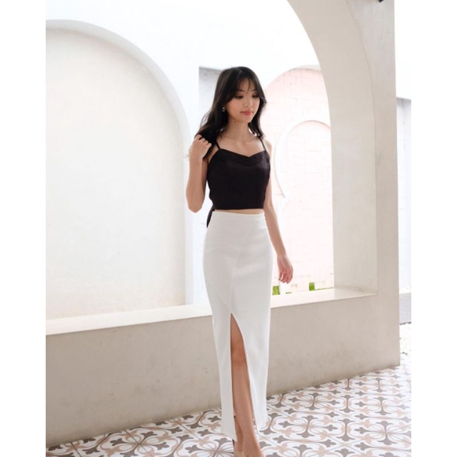 Maxi Slit Skirt Rok Span Korean style Stretch Premium