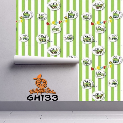 PROMO WALLPAPER DINDING GH133 ukuran 45 cm x 10 M Motif KEROPI HIJAU SALUR / SEPEDA