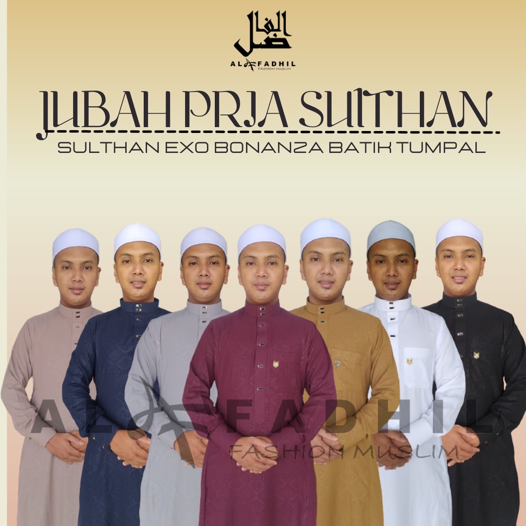 Al Fadhil SULTHAN BATIK TUMPAL Jubah Gamis Pria Pakaian Muslim Dewasa Slimfit Fashion  Lengan Panjan