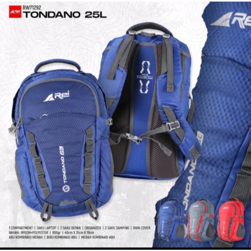 Tas ransel/tas gendong pria Rei tondano 25 Liter terbaru original +slip laptop 14 inc