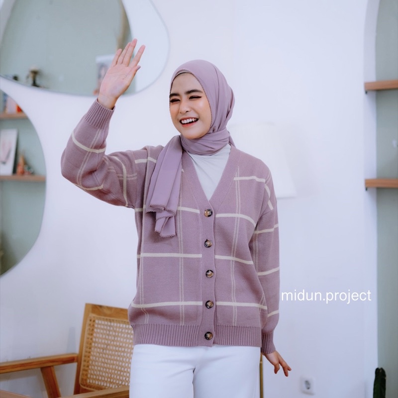 ERYCA CARDY | CARDIGAN MOTIF SQUARE | KNITWEAR SUPER TEBAL