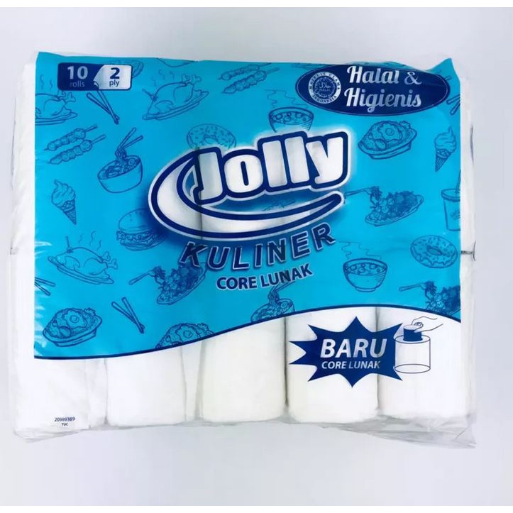 Tissue Gulung Jolly Core Lunak Tisu Dapur Tisue Kamar Mandi 10 Roll