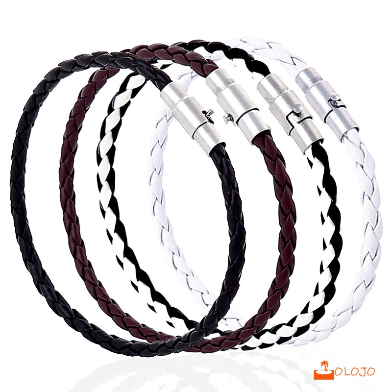 OLOJO  Korea Gelang Tali Kulit Kepang Manual Sederhana Untuk Pria Wanita