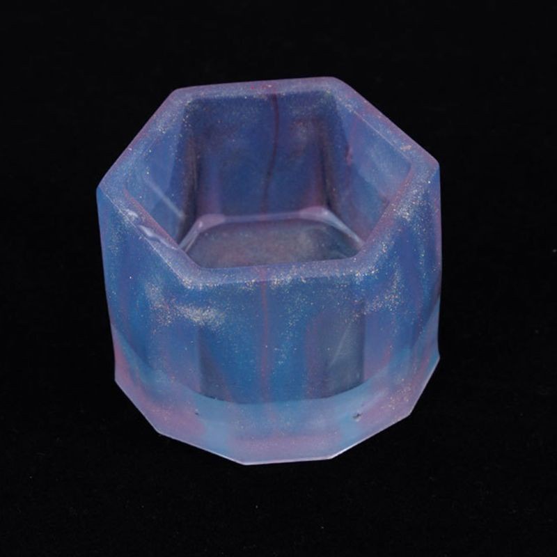 Glitter Crystal Epoxy Resin Mold Hexagon Cup Casting Silicone Mould DIY Crafts Desktop Decoration Making Tools