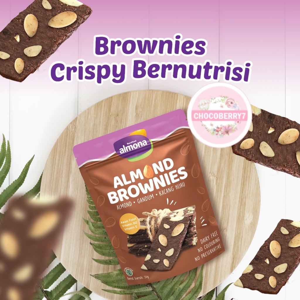 Almona Almond Brownies Cookies 50gr Snack Sehat Cemilan Diet Barefood