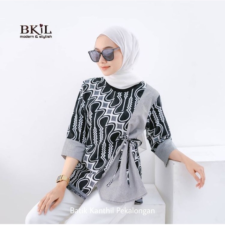 tey-17 Batik wanita ASJ SA HRB026 Kenongo Kemeja Tosca Pendek-Parang Ori