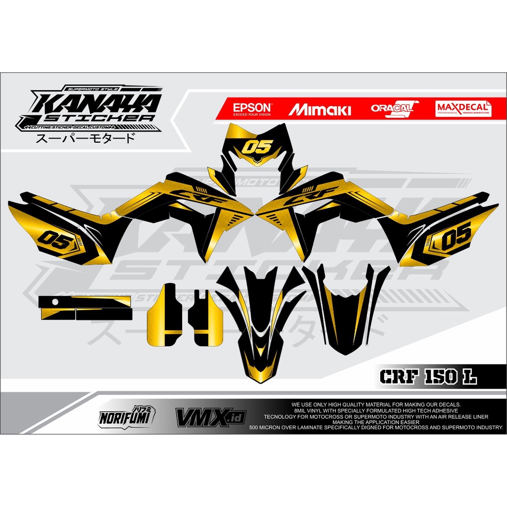 Decal CRF / Sticker Decal CRF / Decal Custom CRF Kombinasi Warna Gold Chrome Harga Termurah