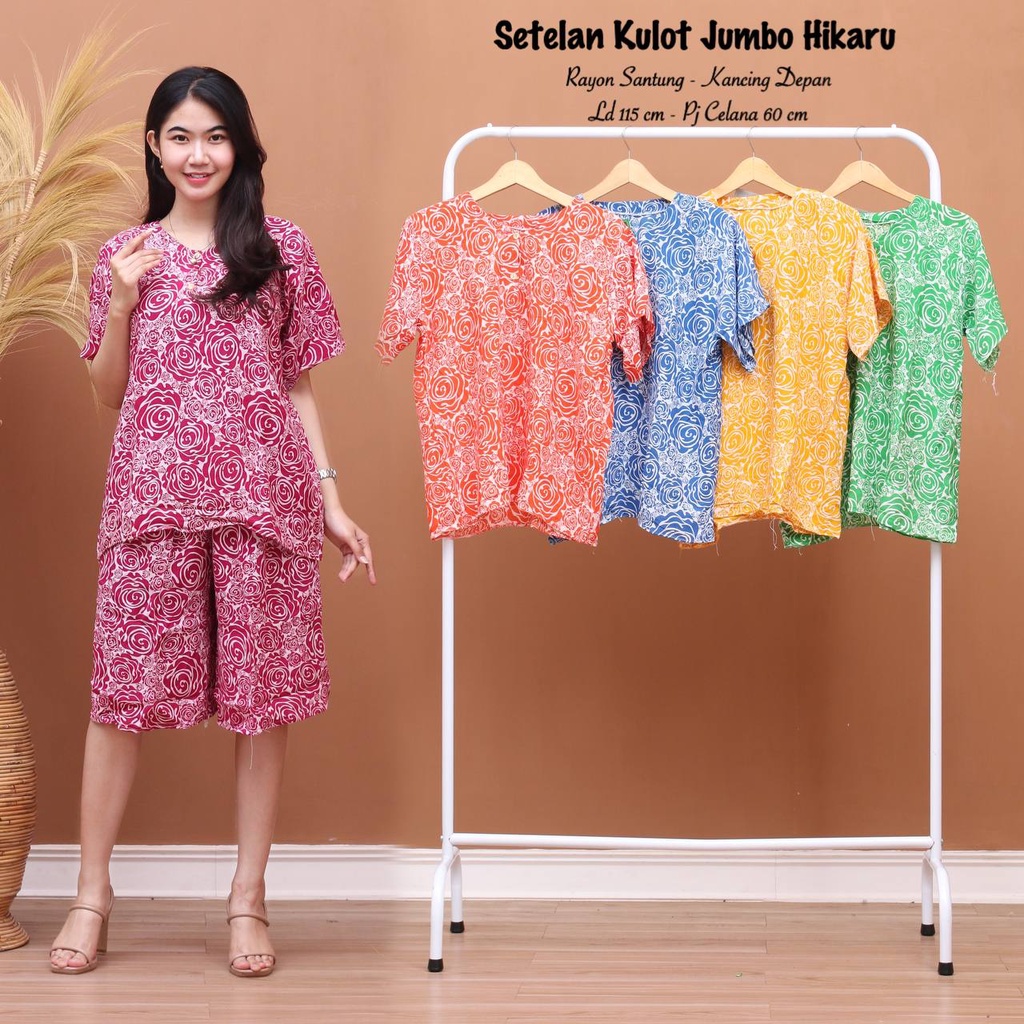 Setelan Kulot Jumbo Pendek Bahan Rayon Wanita Kekinian Terbaru