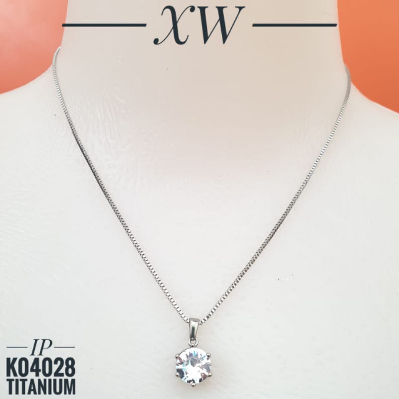 Kalung Titanium Zircon 10mm K04028