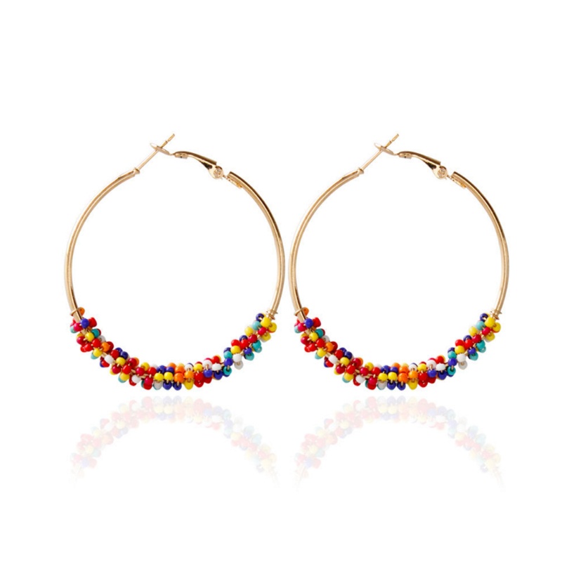 SIY  Colorful Beads Earrings Dangle Pendant Bohemia Hoop Jewelry Women Wedding Gifts