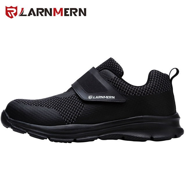 LARNMERN Pria Sepatu Safety Steel Toe Konstruksi Alas Kaki Pelindung Ringan 3D Tahan Guncangan Kerja Sepatu Sneaker untuk Pria