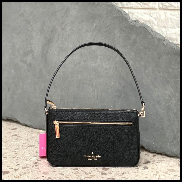 Ks Leila Pebbled Leather Convertible Wristlet Black