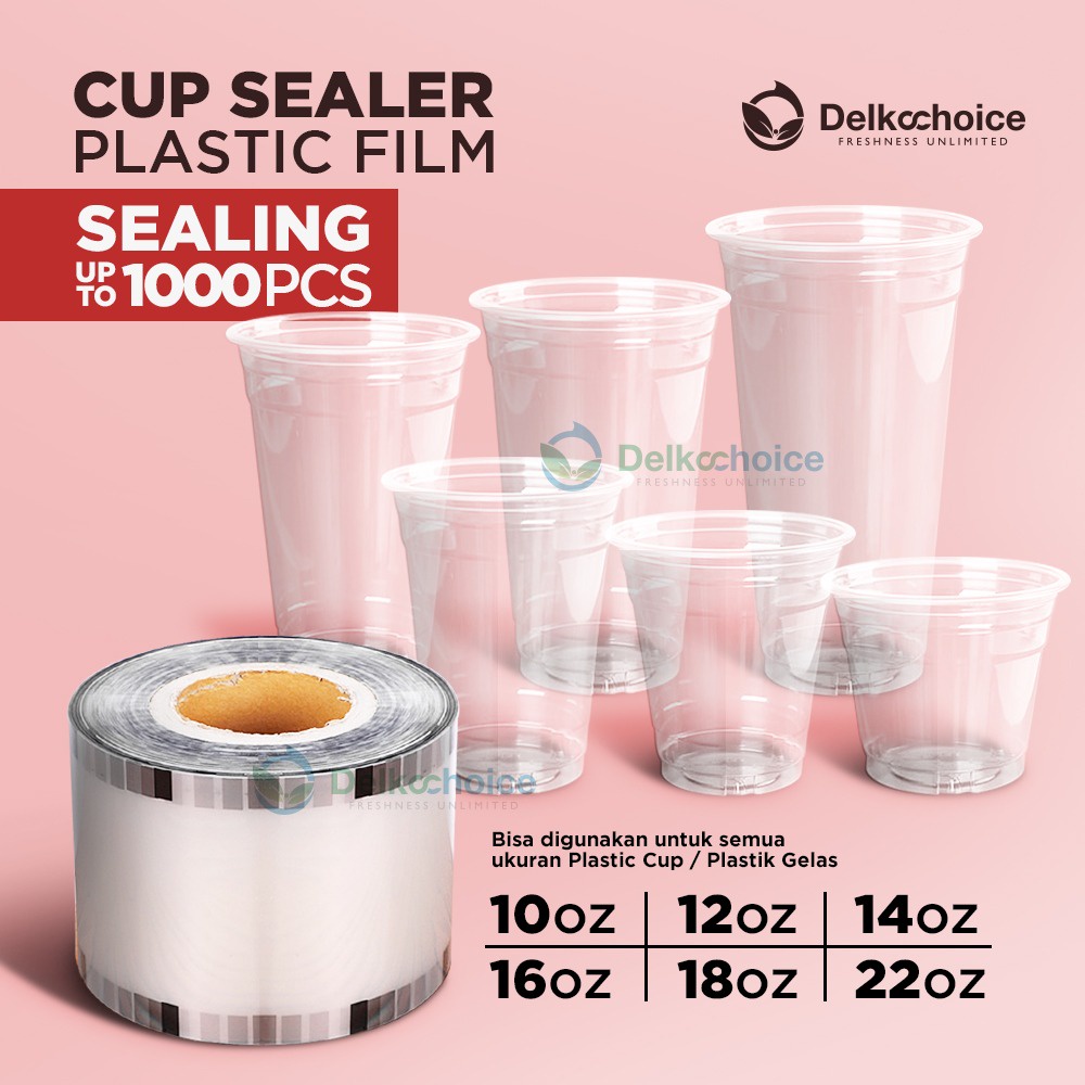 Plastik Lid Cup Sealer/Tutup Gelas Plastik Roll/Seal Cup 1000 Gelas