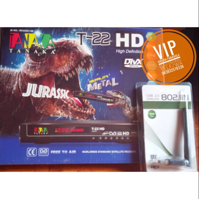RECEIVER TANAKA T-22 JURASSIC METAL HD PLUS DONGLE WIFI SUPPORT
