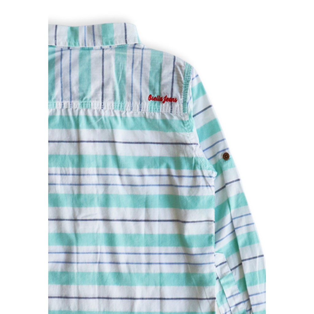 Osella Baju Anak Laki Laki Kemeja Lengan Panjang Stripe Green.-2
