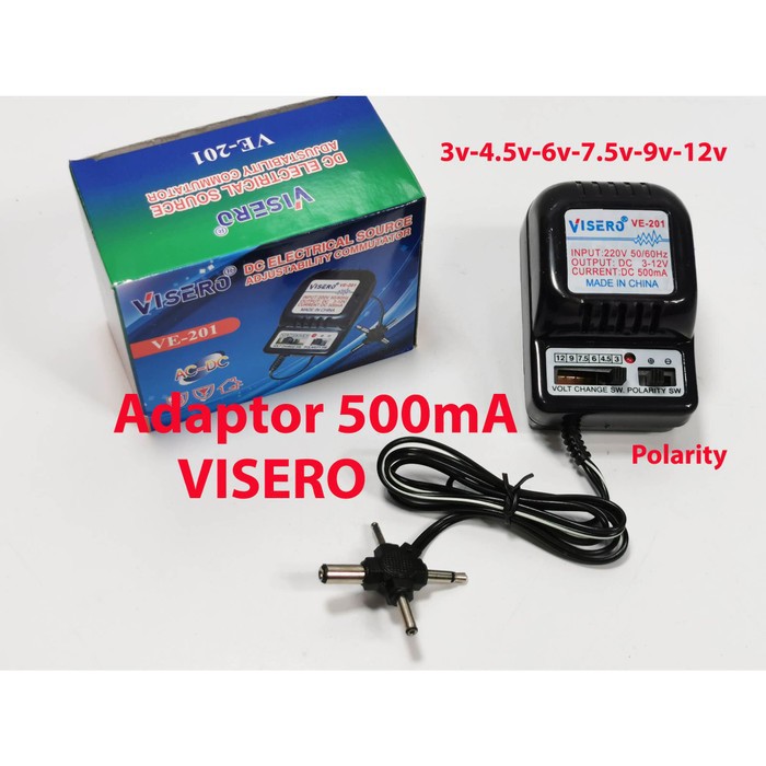 ADAPTOR 500mA VISERO VE-201/Adaptor 500 Ma Visero VE-201 - Hitam