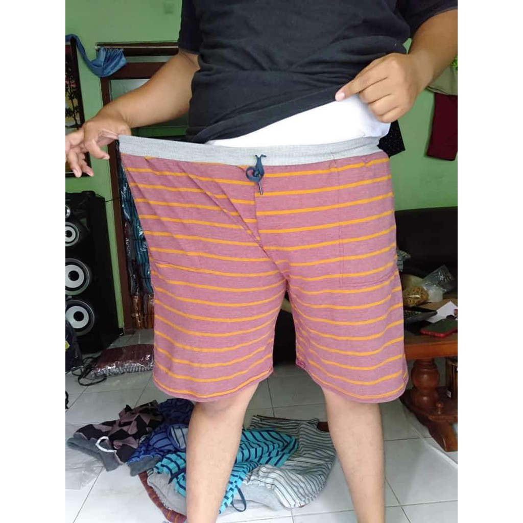 Celana Pendek Santai Pria Wanita Jumbo Motif Salur /Kolor Pendek Murah