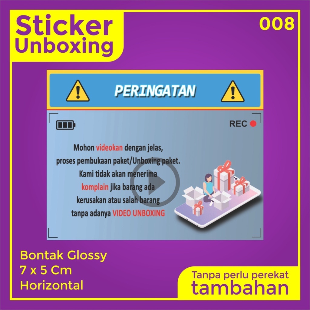 Stiker Video Unboxing / Stiker Unboxing / Sticker Fragile / Stiker Label Pengiriman-008