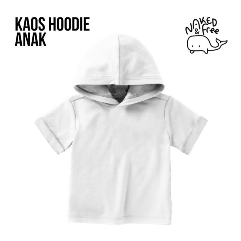 kaos hoodie kupluk anak polos usia 2-8 tahun