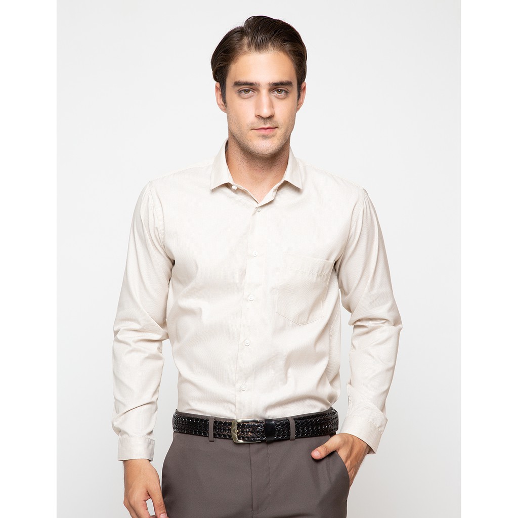 Kemeja Pria model baru Raymond Renee Shirt Slim Fit Rebula - Coklat Bisa Formal Maupun Casual