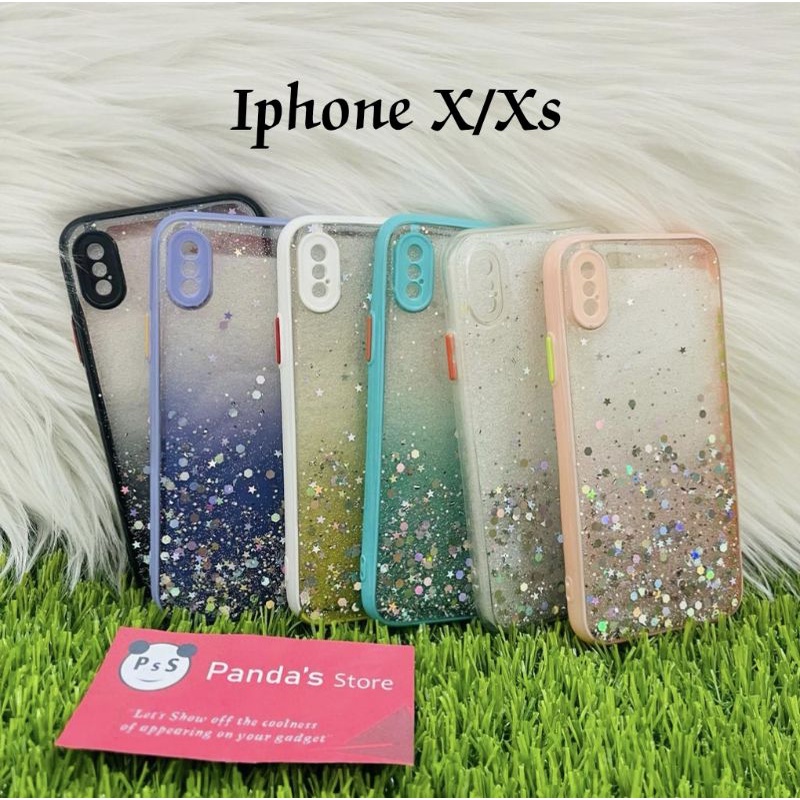 Glitter Case Iphone X, Xs, Xr, Xs Max Funny Color Dengan Pelindung Kamera (PsS)