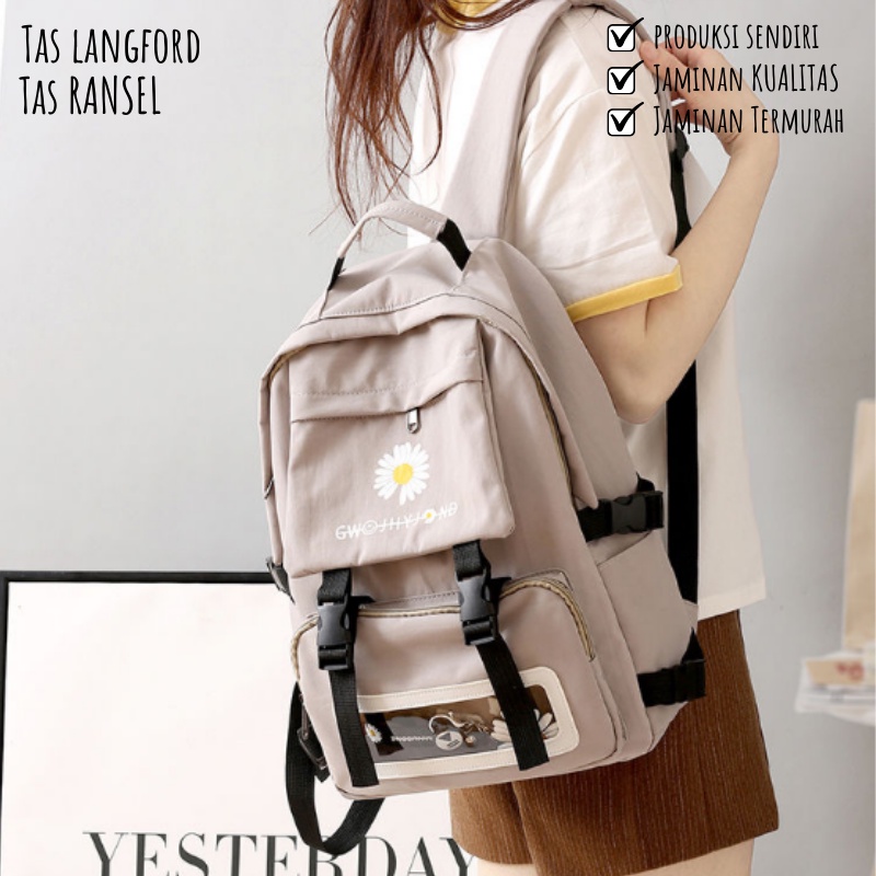 Tas Ransel Wanita - Tas Sekolah Remaja Dewasa Kekinian Model Terbaru Fashion Multifungsi Stylish Korea Backpack Punggung Bahu Bagus Besar Import Lokal Original Perempuan Cewek