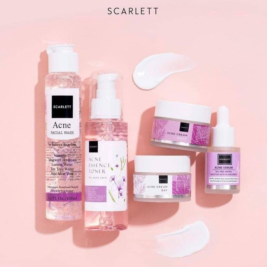 Scarlett Whitening Acne Series Paket Complete-scralet paket 4in1-scarlet paket lengkap jerawat-scarl