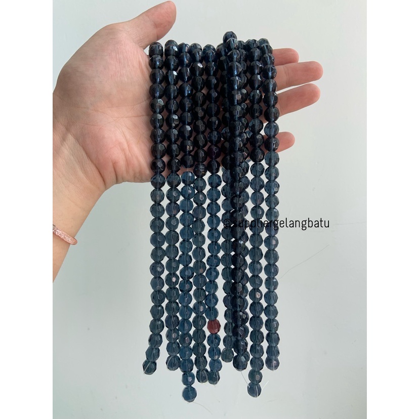 kristal bola dunia cutting 10mm BLACK QUARTZ HITAM bening ceko bulat bahan kalung gelang kerajinan tangan manik crystal