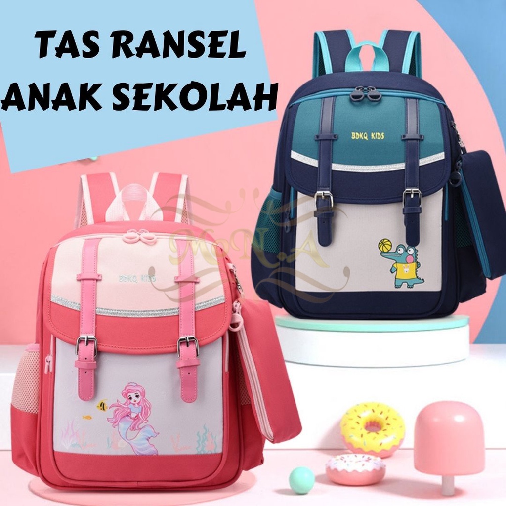 [MONA] Tas Ransel Anak Sekolah Warna Cakep Motif Imut dan Keren Kualitas Import Premium -M0207