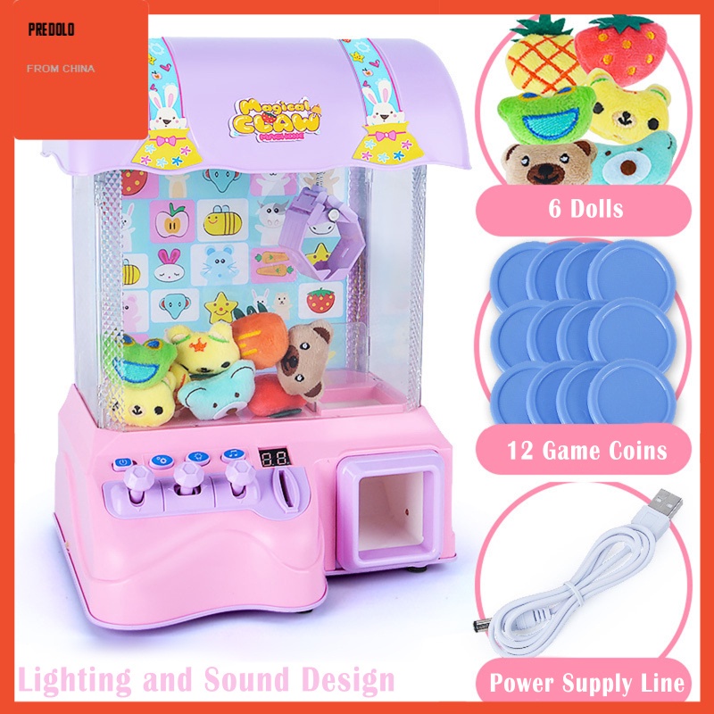 [In Stock] Mini Electric Claw Machine Fun Play Light Music Coin Game Box Children Gifts