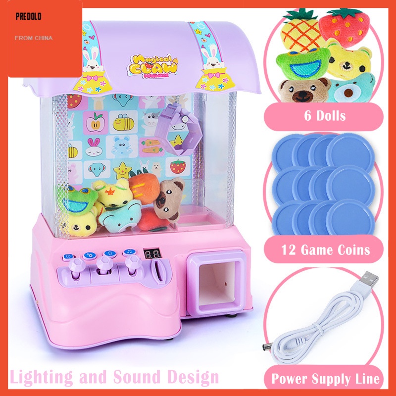 [In Stock] Mini Electric Claw Machine Fun Play Light Music Coin Game Box Children Gifts