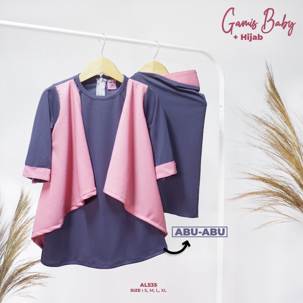 BAJU GAMIS BAYI MUSLIM PEREMPUAN SET HIJAB / FASHION MUSLIM ANAK BAYI PEREMPUAN LUCU 3 24 BULAN COD