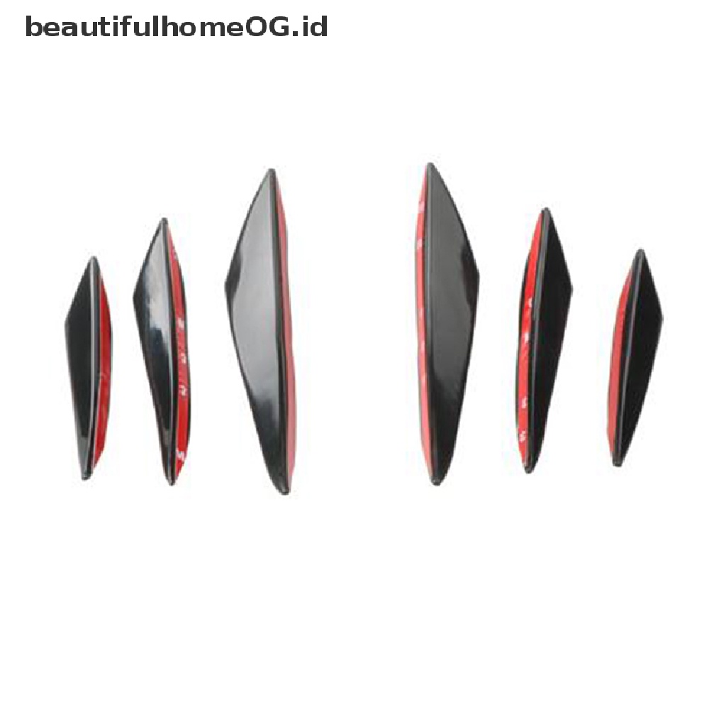 6 Pcs Sirip Spoiler Canards Bumper Depan Mobil Warna Hitam Glossy