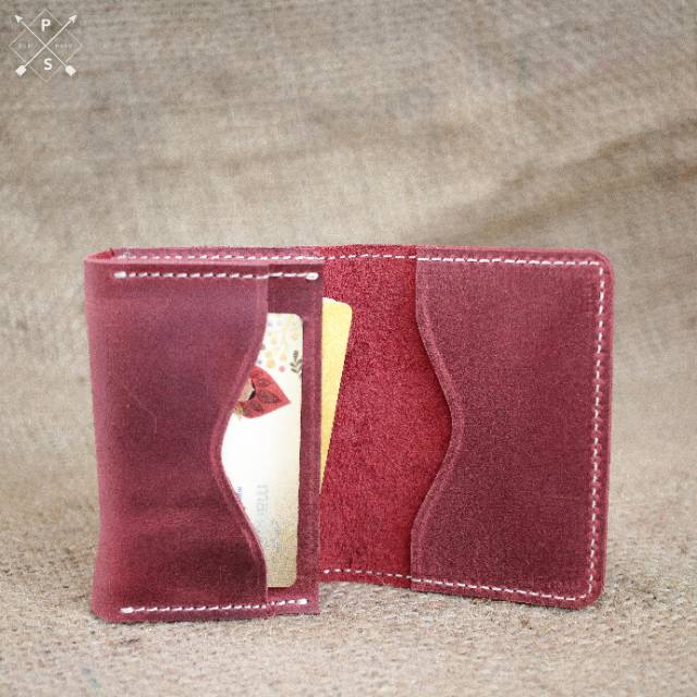 Dompet Kartu pria Lipat Dua Kulit Asli