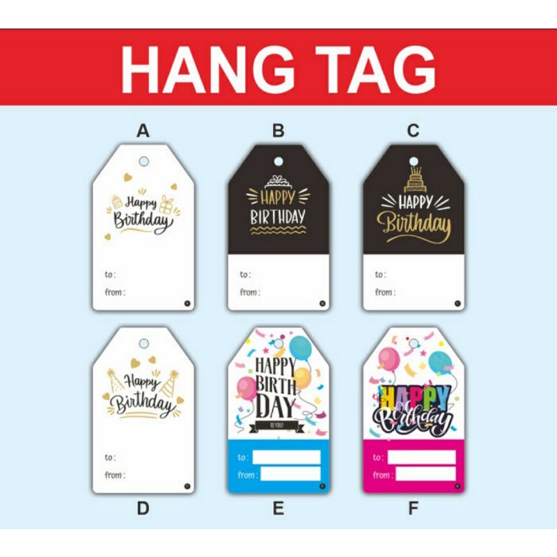 

Hangtag Kue Cake Gift Card Hampers Parcel Souvenir Happy B'day isi 50pcs