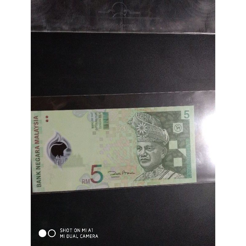 Uang asing polymer Malaysia 5 ringgit kualitas UNC