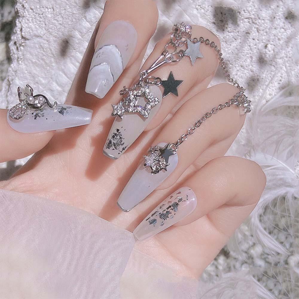 Needway Ikatan Simpul Berlian Nail Art Zirkon Mutiara Manikur Aksesoris Rantai Liontin Kuku Berlian Imitasi