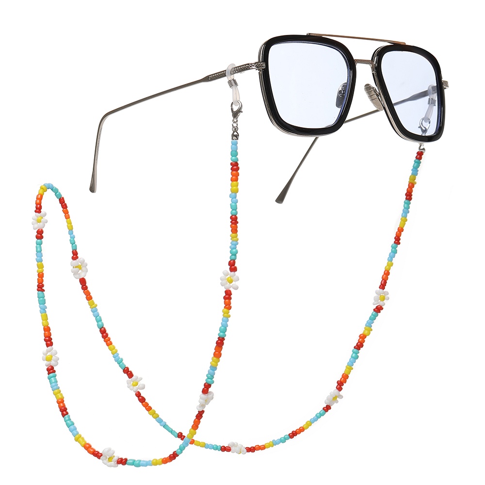 Mask Lanyard Necklace Colorful Beads Mask Sunglasses Chain with Two Hooks Fashion Jewelry Accessories