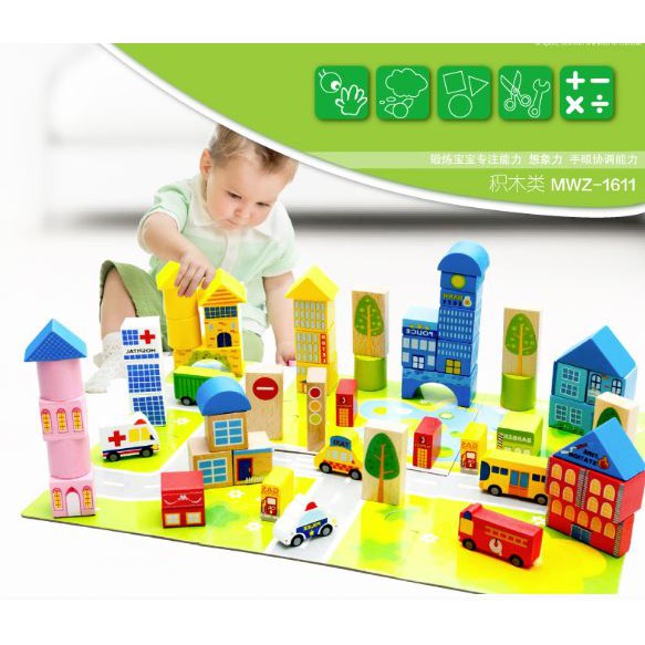 TweedyToys - Blok Bangunan Dus - Balok Susun Transportasi 62 Pcs