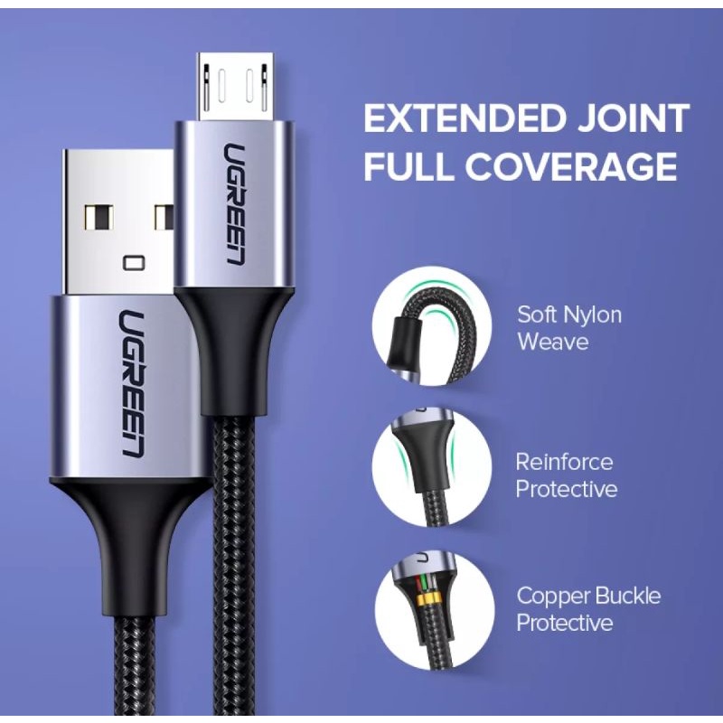 Ugreen Micro USB Cable Nylon Braided QC 3.0 Fast Charging