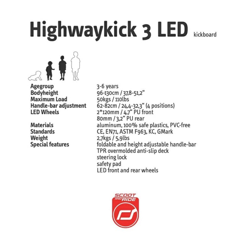 Highwaykick 3 Scoot And Ride LED - HW3L