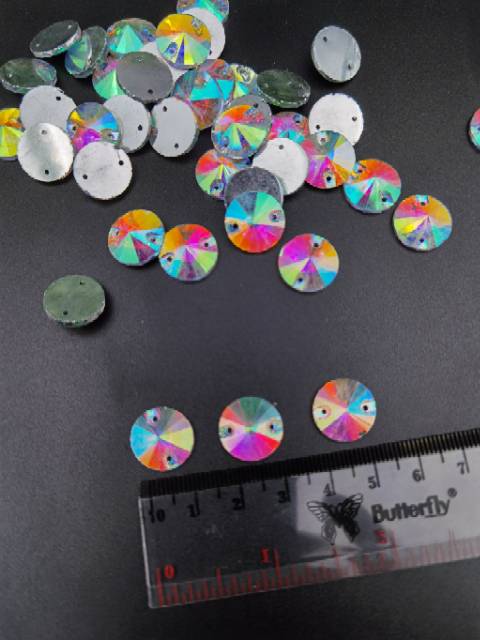 STONE KRISTAL BERLIAN MOTIF BULAT WARNA PELANGI AB UKURAN 10 MM PER LUSIN