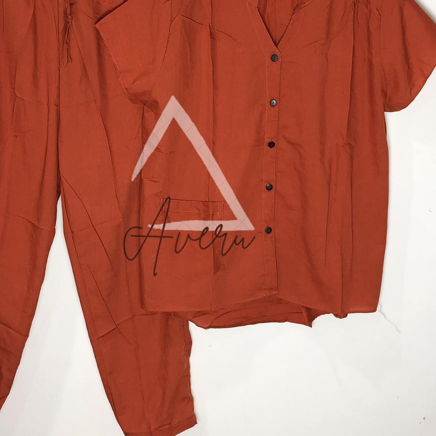 ➯ Baju Tidur Wanita Piyama Setelan Rayon CP Celana Panjang - Polos ⅍