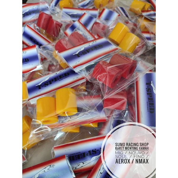 Karet engine monting T-speed Mio kuning merah