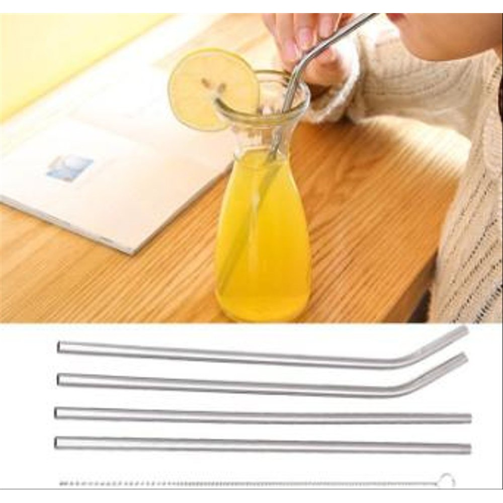 Sedotan Minum straw Bahan Metal logam Stainless Steel steel Reusable bengkok lurus bisa di cuci aman