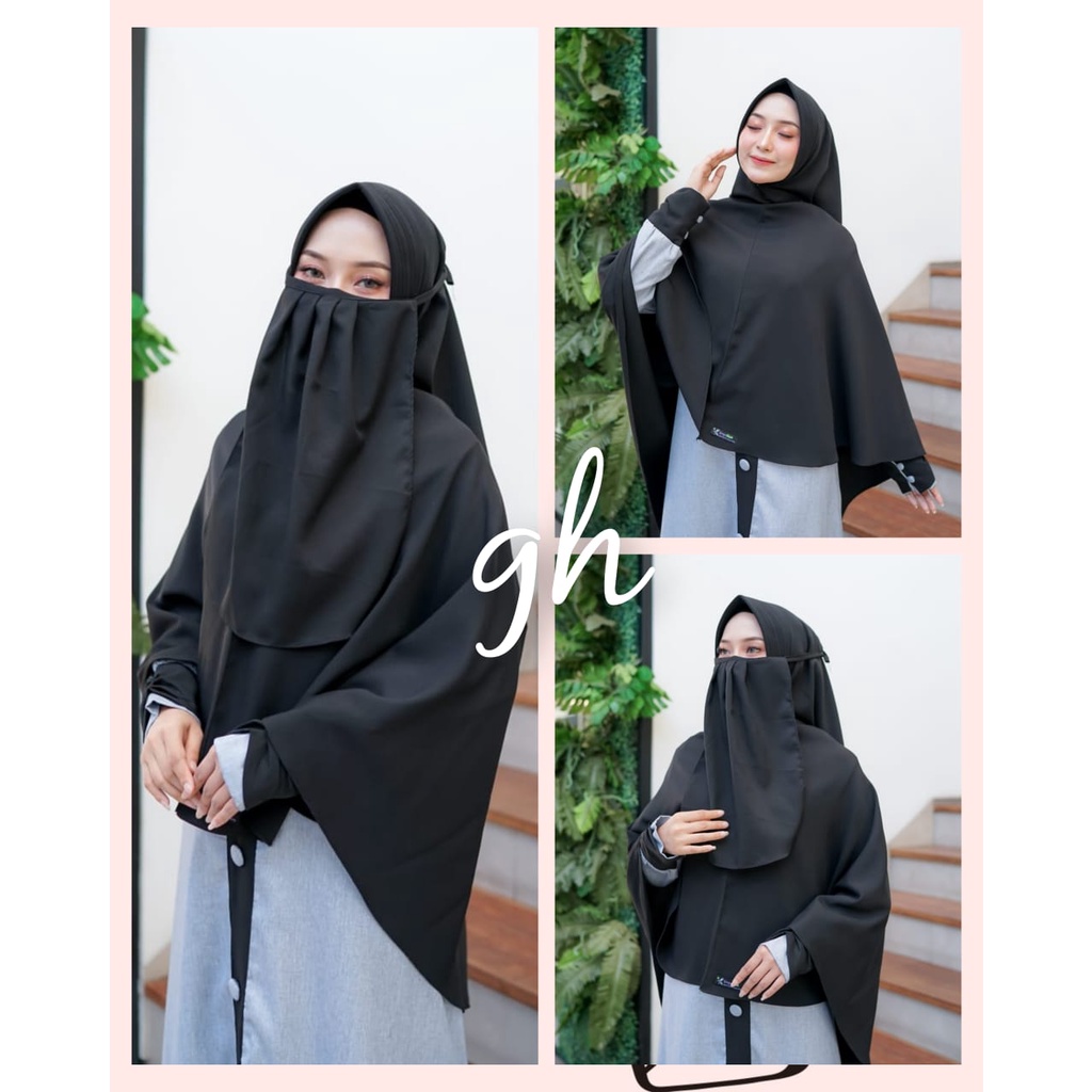 Gamis set cadar Hamidah madina katun dan plat HILMA wolfis XL XXL khimar baju muslim set jilbab krudung syari hijab