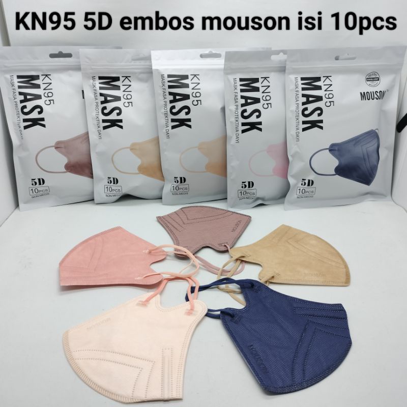 Mouson 5D / Mouson Pro Masker KN95 5ply Face Mask Non Medis 10 pcs